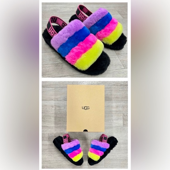 UGG Shoes - 💙💛💜New in Box: Women’s Size 8 UGG Fluff Yeah Sheepskin Slides💜💛💙